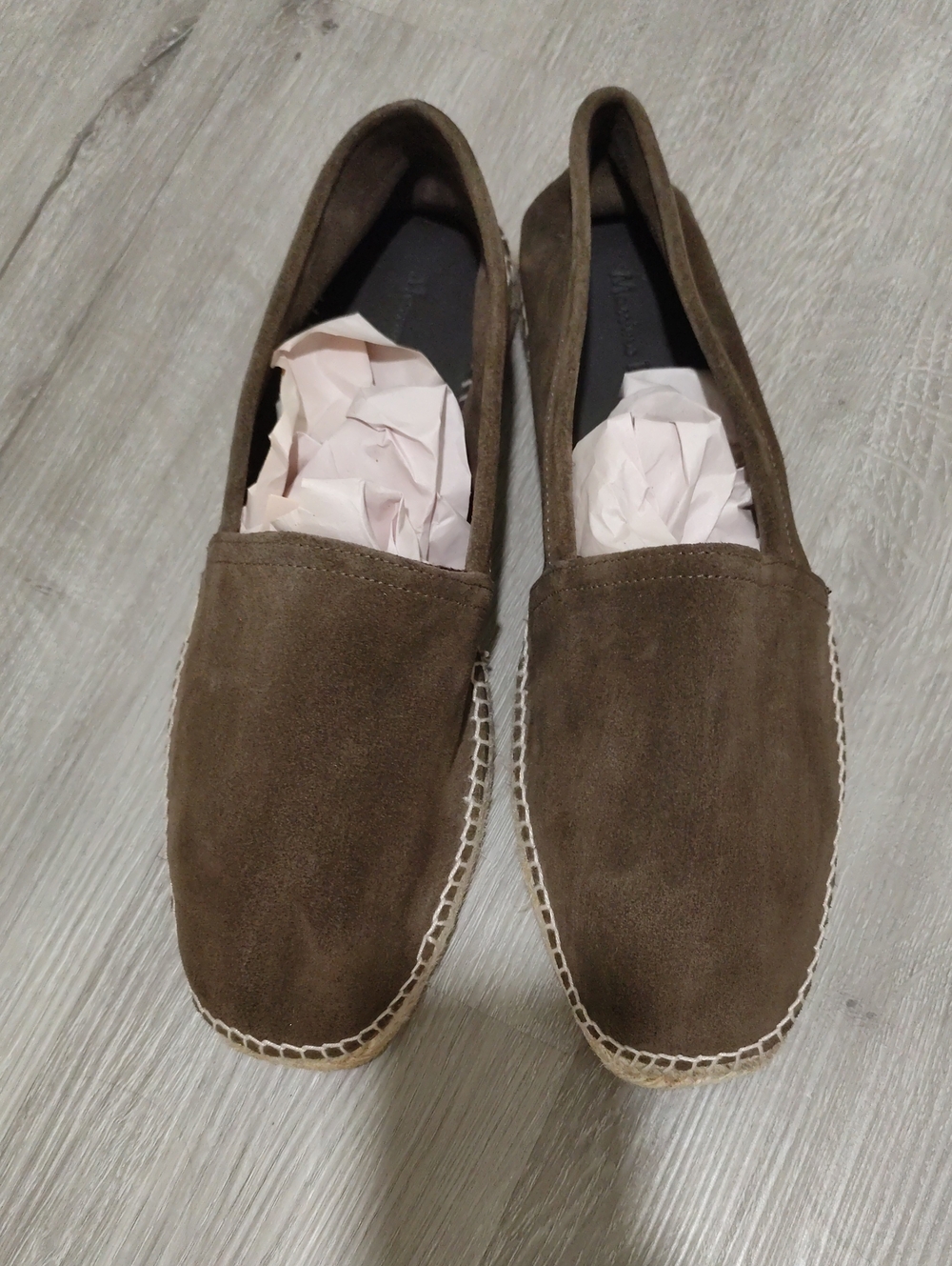 Massimo Dutti Dark Brown Suede Slip-On Espadrille Loafers